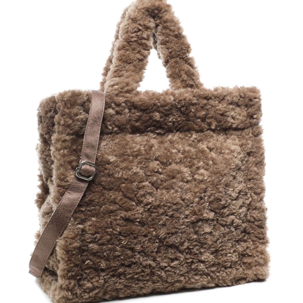 Luxurious Faux Fur Shoulder Bag in Rich Brown